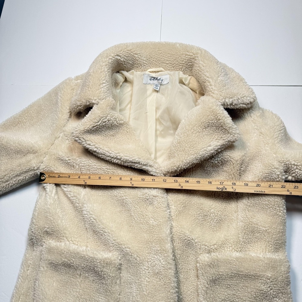 Sebby Jacket Womens XL White Faux Fur Teddy Sherpa Lined Short Coat Collared - Picture 7 of 7